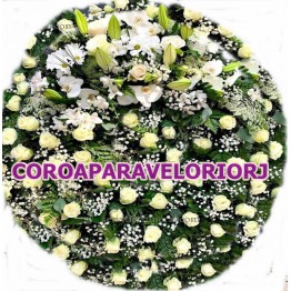 35- COROA VIP ROSAS BRANCAS E ORQUÍDEAS BRANCAS